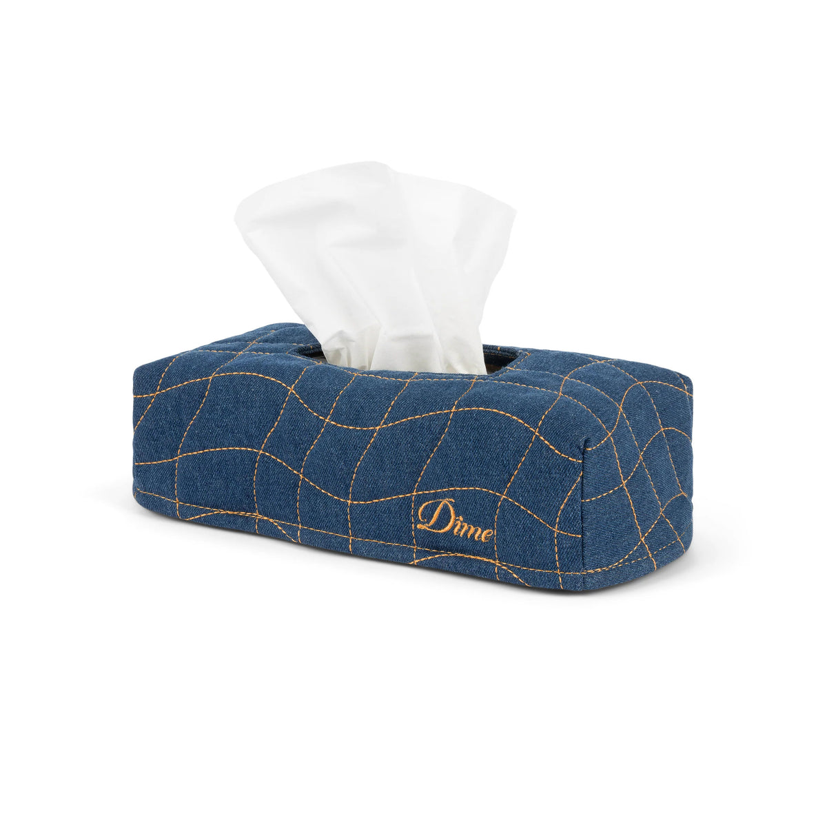 Quilted Tissue Box Cover, Indigo